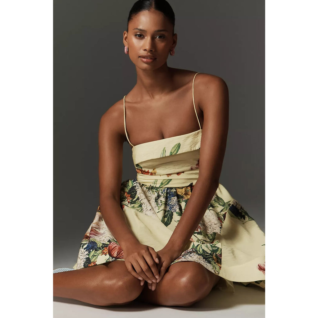 Anthropologie Maeve Sleeveless Fit & Flare Mini Dress PLUS 1X Yellow Anthropologie