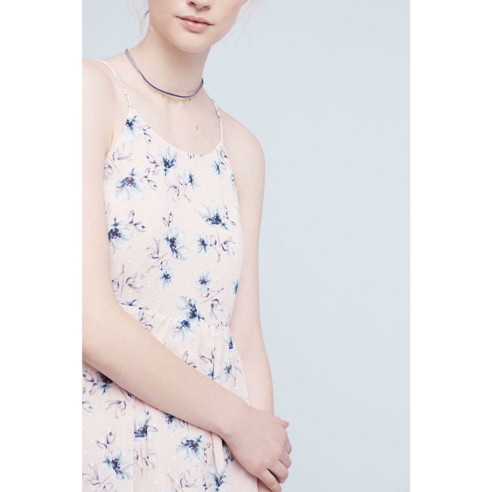 New Anthropologie x Moon River Firenze Tiered Floral Midi Dress $158 Small Pink