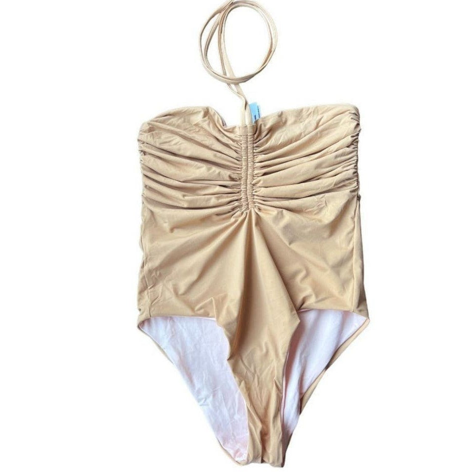 New Free People KYRA Reversible ONE PIECE Swimsuit by KYA Sand Peach $167 MED