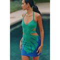 Anthropologie Celandine Monstera Halter Cut-Out Mini Dress X-LARGE Anthropologie