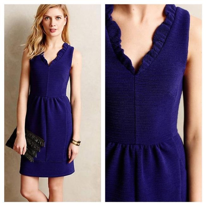New Anthropologie MAEVE Ottoman Mini Dress $158 LARGE PETITE Blue