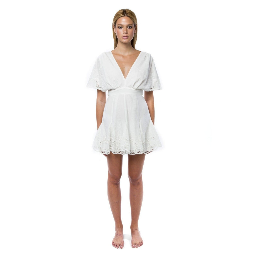 New 6 Shore Rd Pooja Honneymooners Eyelet Embroidered Mini Dress $268 Small