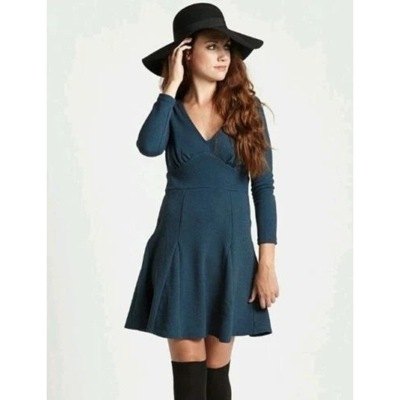 New Free People Heartstopper Fit & Flare Knit Mini Dress $118 XS Blue Teal