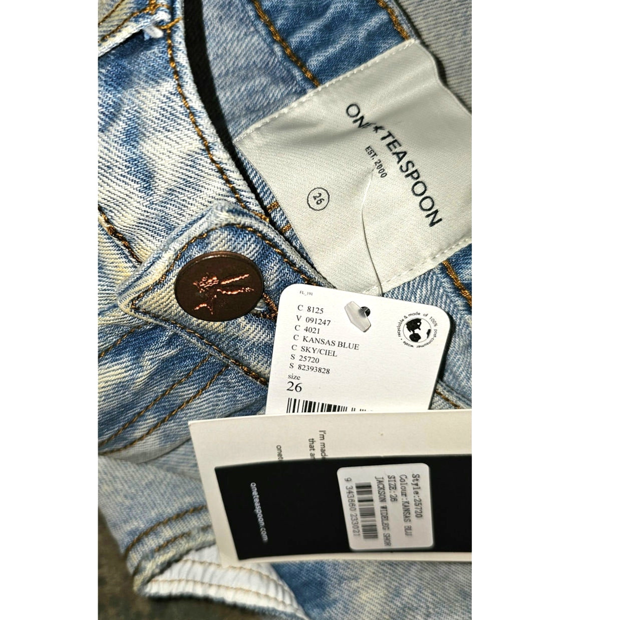 New Free People One Teaspoon Jackson Mid-Waist Shorts $108 SIZE 26 Kansas Blue