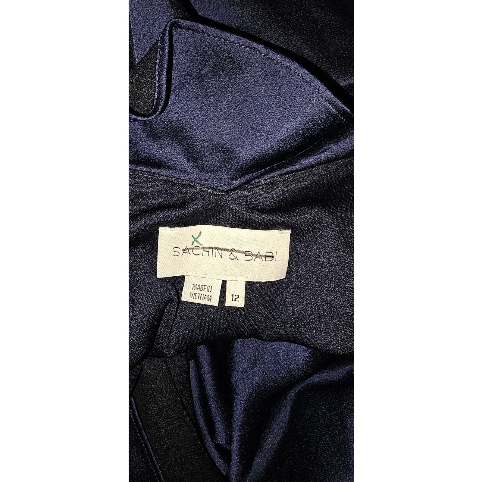 New Anthropologie BHLDN Tansy Satin Maxi Dress Sachin and Babi $220 SIZE 12 Navy
