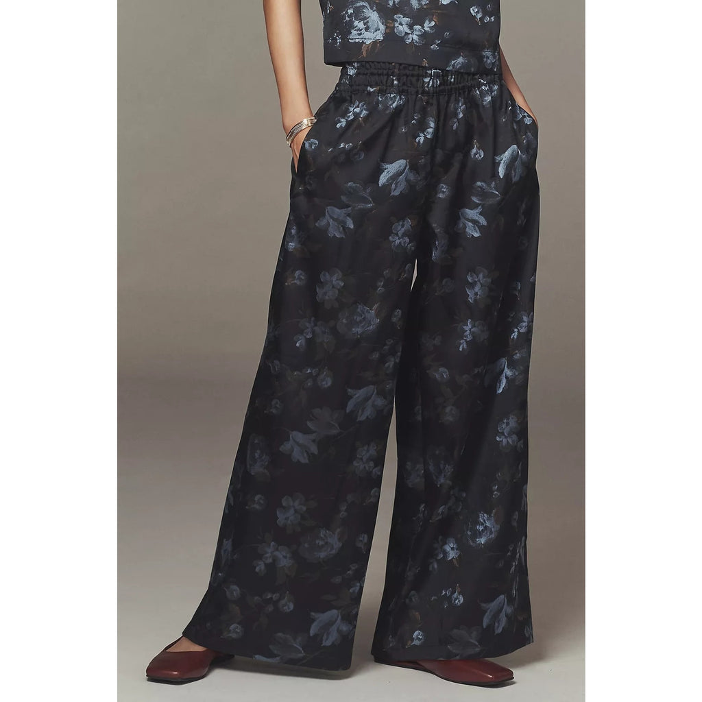 Anthropologie The Somerset Jacquard Full-Length Pull-On Pants XL Blue Anthropologie