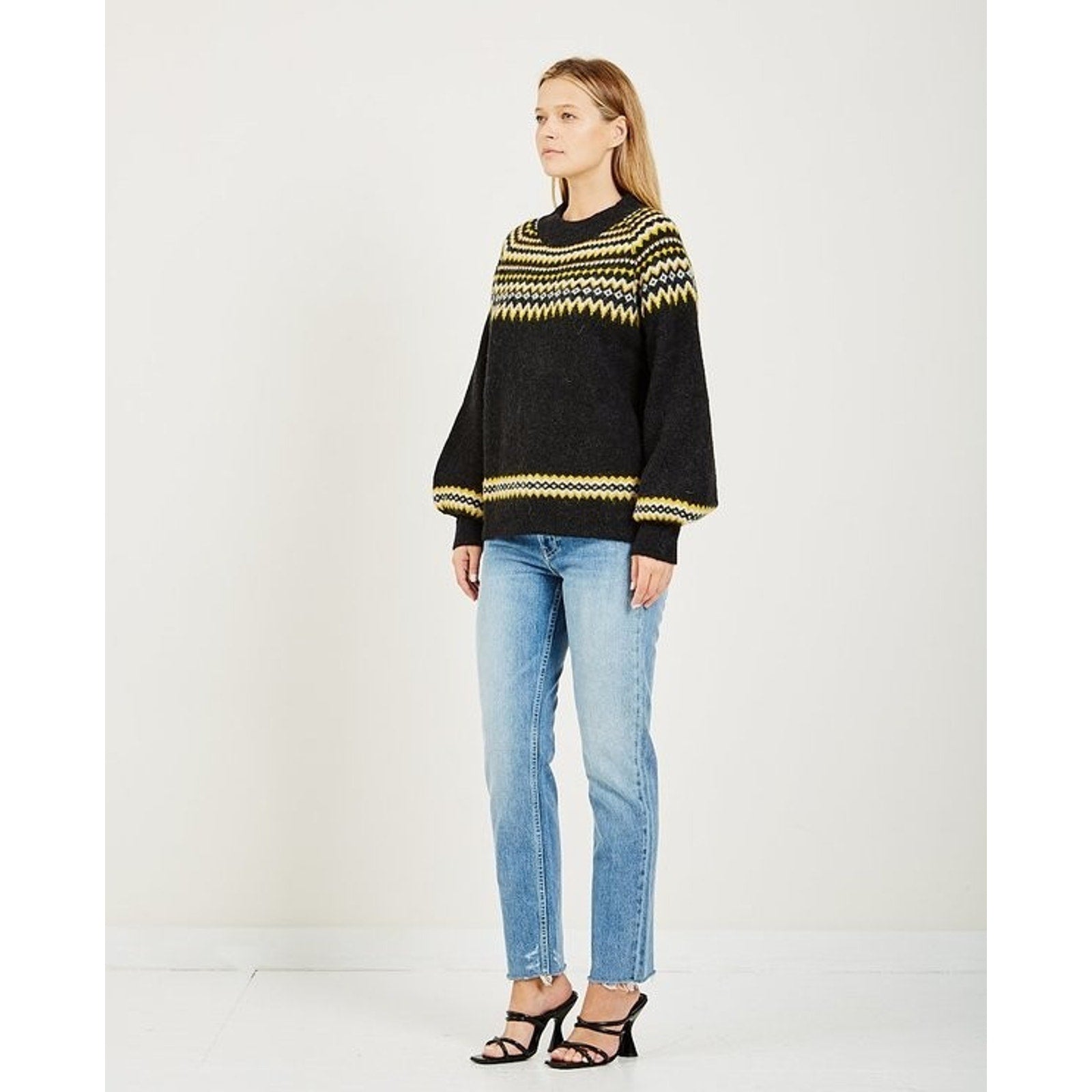 New Anthropologie Just Female Svan Knit Alpaca Wool Blend Sweater $173 Small Blk