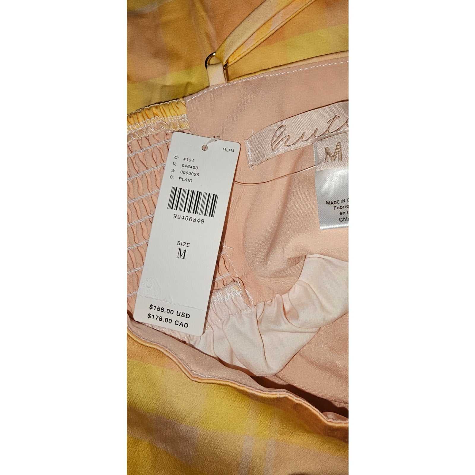 Anthropologie Hutch Sleeveless Bandeau Romper MEDIUM Yellow Plaid Anthropologie