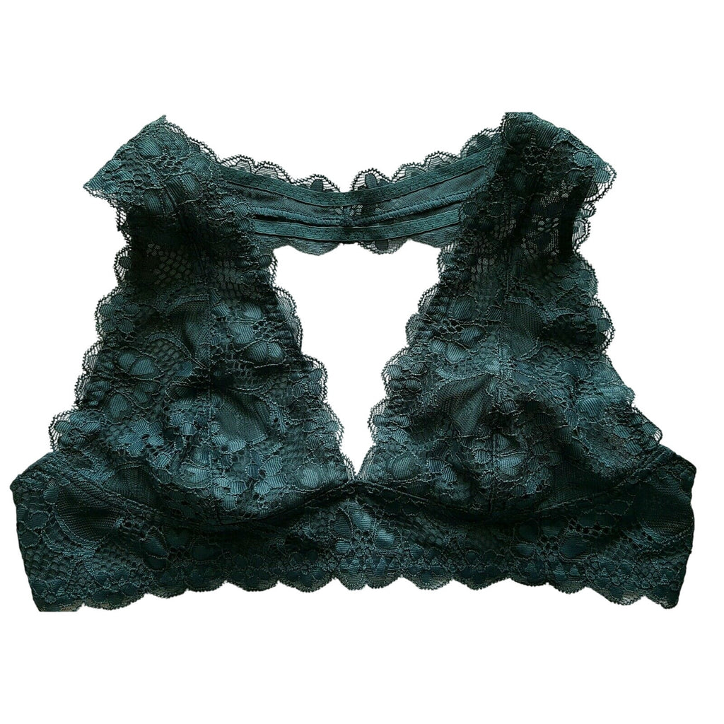 New $38 Free People Galoon Lace Halter Neck Bra Deep Turquoise Var Sz XS
