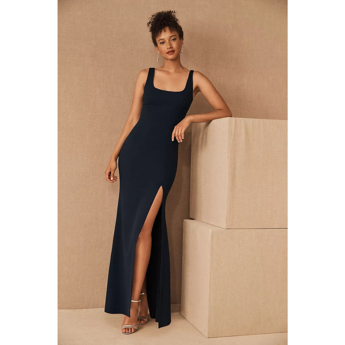 Anthropologie BHLDN Adena Crepe Dress GOWN SIZE 18W Deep Navy MIDNIGHT Anthropologie