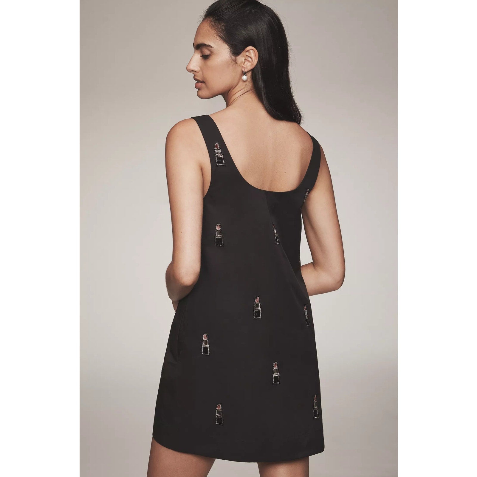 Anthropologie Maeve Sleeveless Bow Shift Mini Dress 2X Black Lipstick Anthropologie