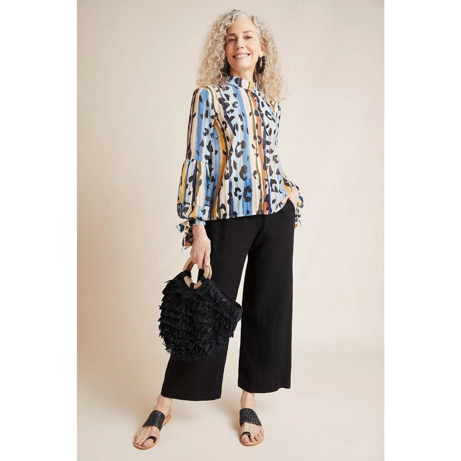 NEW Anthropologie x Hutch Melissa Leopard Long-Sleeve Blouse Size XS Multicolor