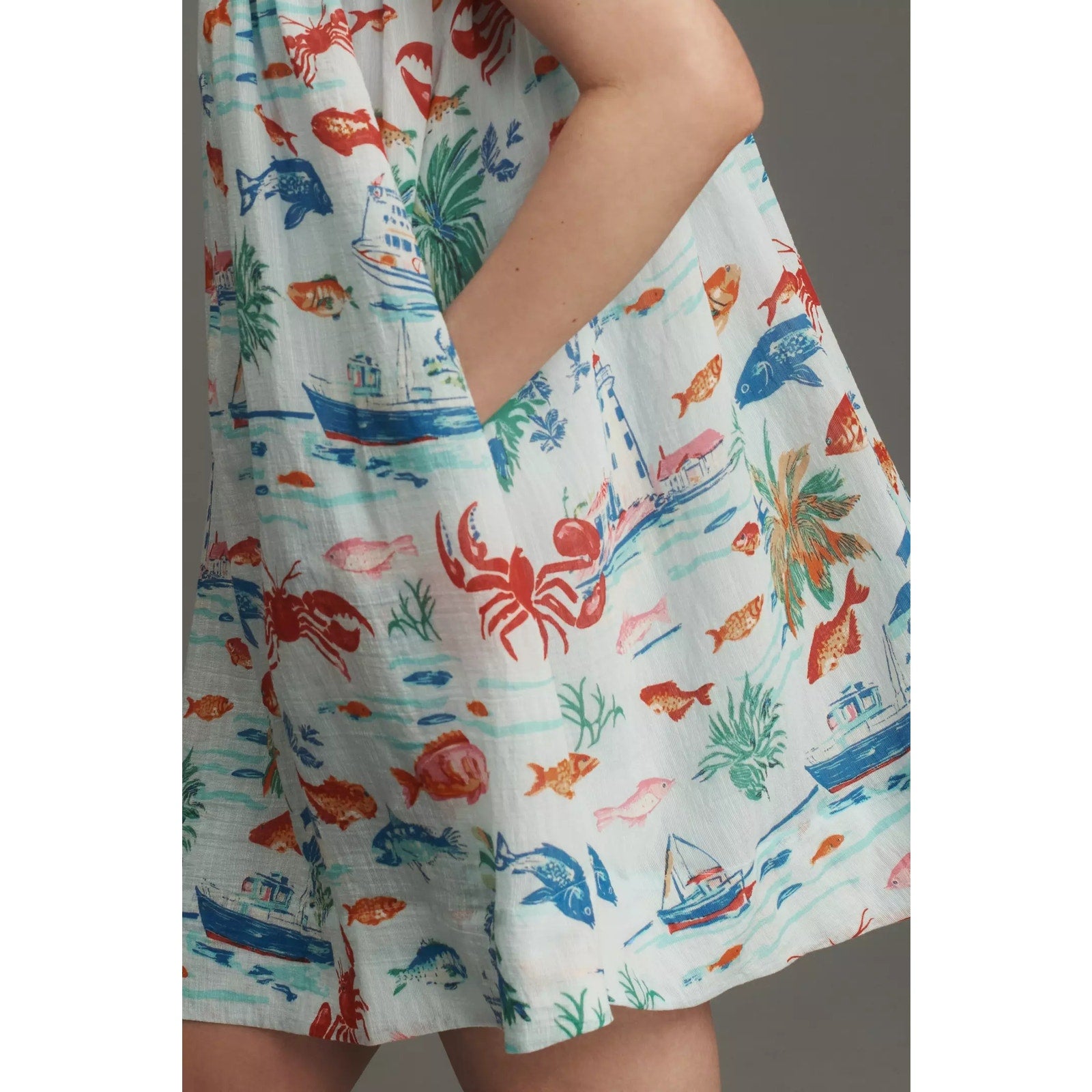 Anthropologie Maeve Printed Halter Swing Mini Dress Small Blue Ocean Anthropologie