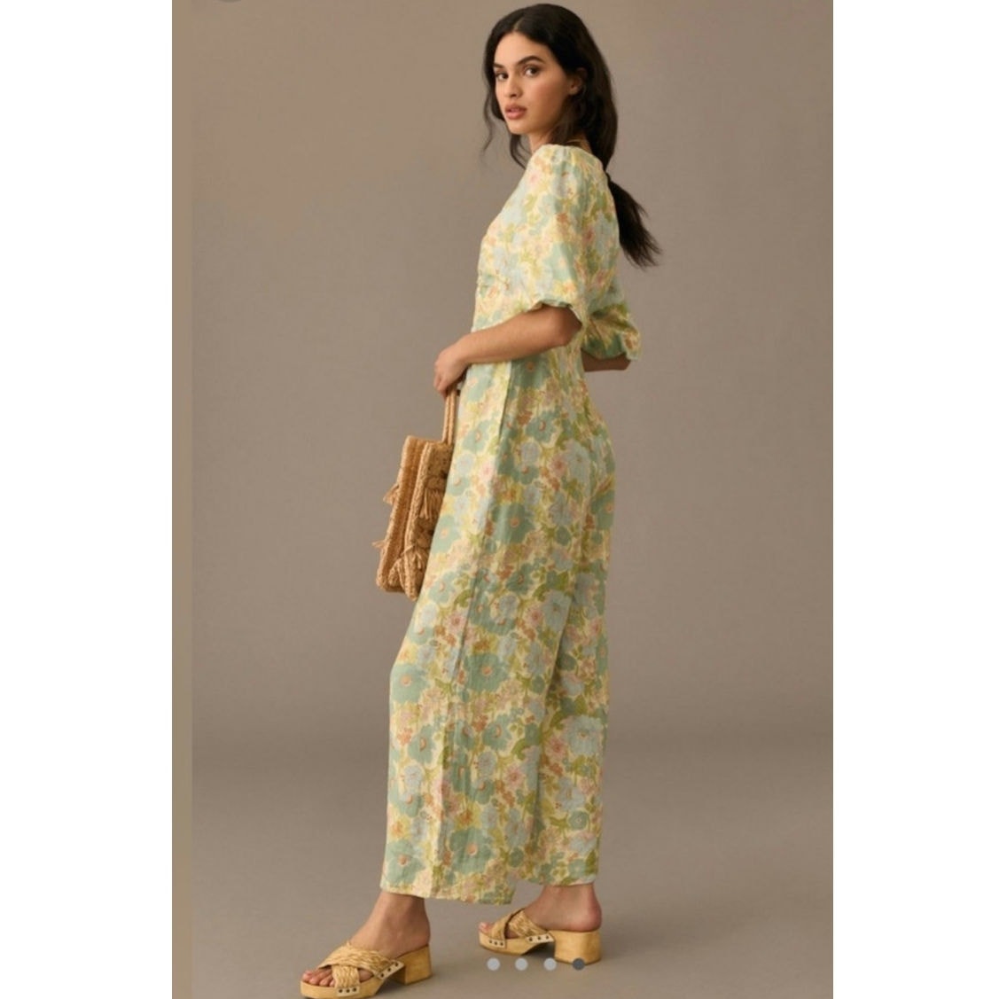 Anthropologie x Sancia The Aida Floral Wide-Leg Jumpsuit $239 PLUS 1X Green