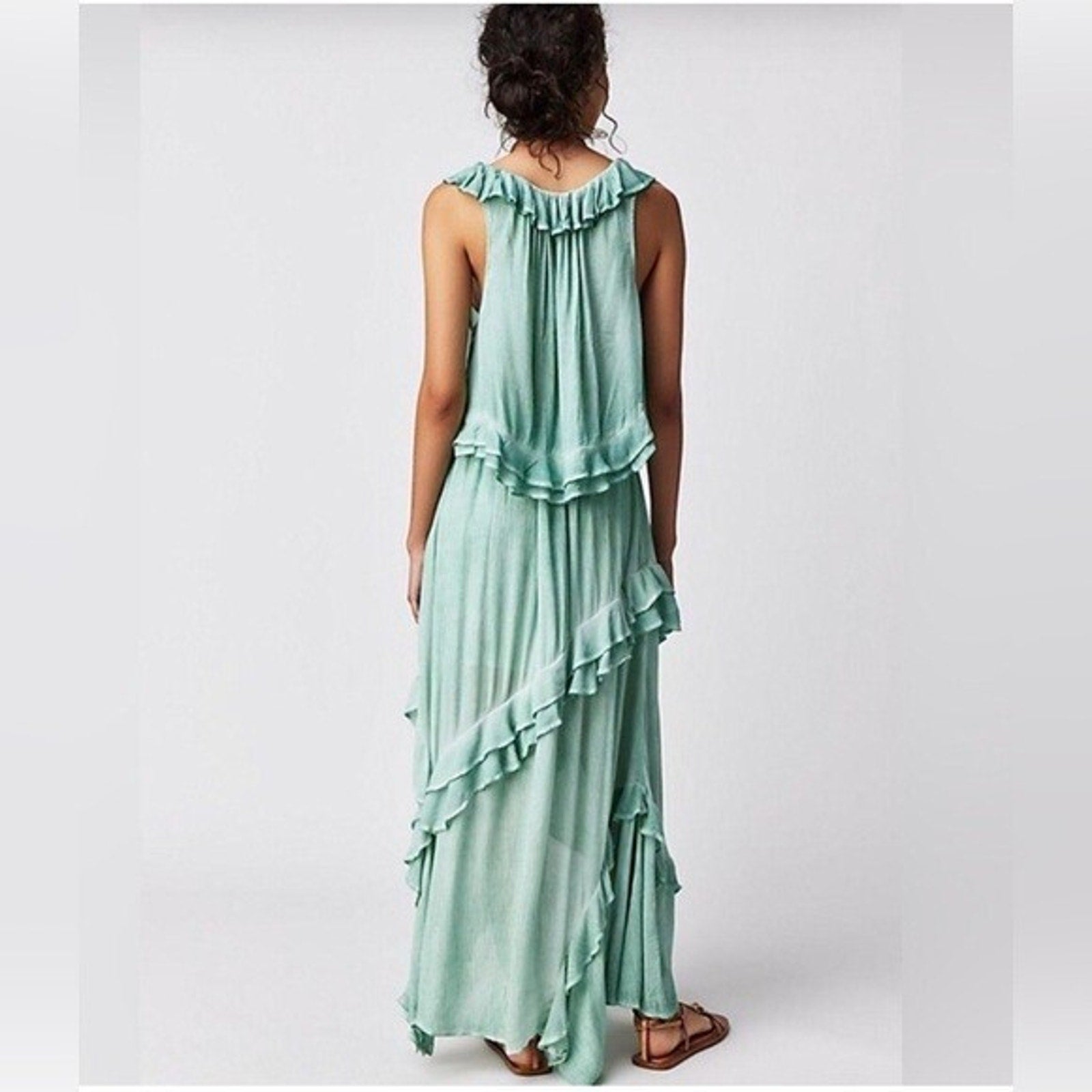 Nwt Free People $168 If Only Two Piece Set Top & Maxi Skirt Harbor Green Small