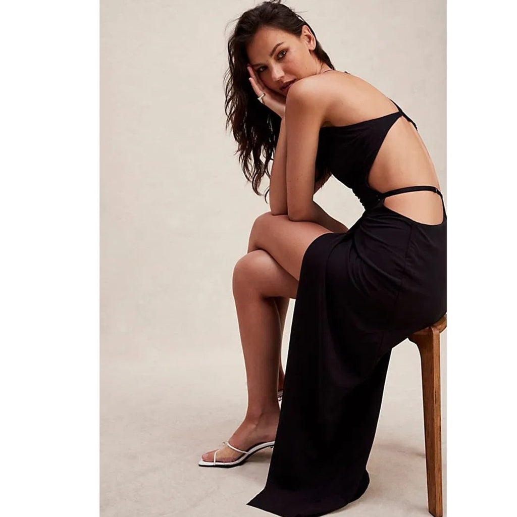 New FREE PEOPLE Bec + Bridge Zadie Wrap Maxi Dress $330 US SIZE 10 Black Cutout