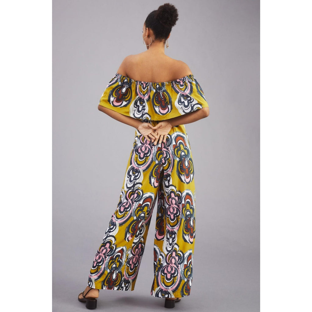 New Anthropologie Bel Kazan Lily Wide-Leg Jumpsuit $180 Size Small Abstract