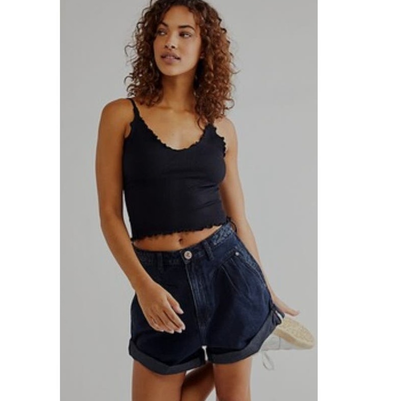 New FREE PEOPLE One Teaspoon Streetwalkers High-Waist Shorts $130 SIZE 24 Black