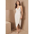 Anthropologie BHLDN Caron Crepe Midi Dress SIZE 8 Ivory - Off White Tulip Anthropologie