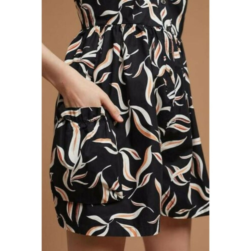 New Anthropologie x Hei Hei Palma Leaf Print Romper $118 Size Small Black