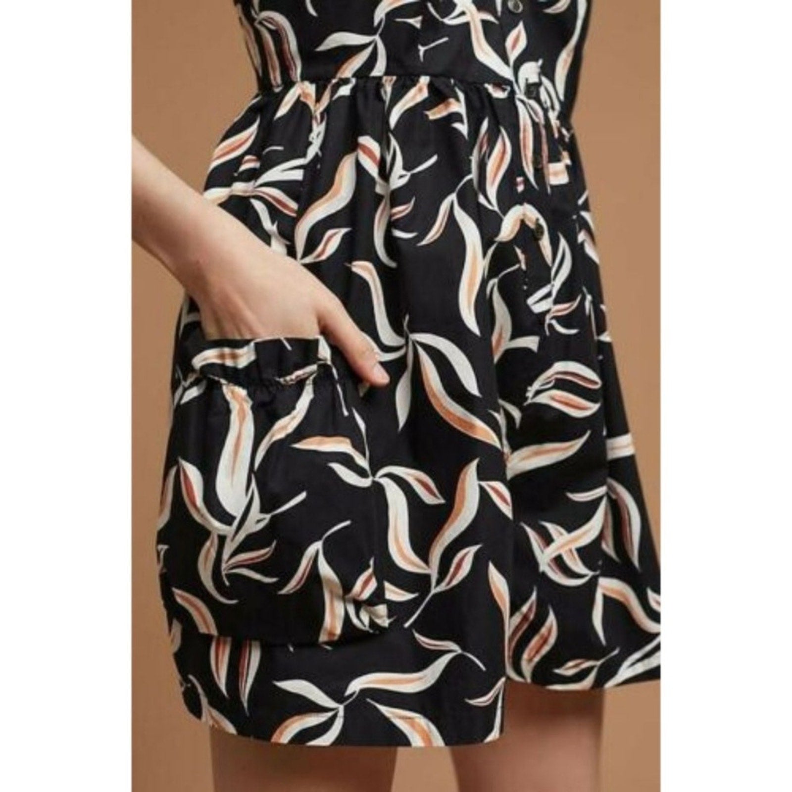 New Anthropologie x Hei Hei Palma Leaf Print Romper $118 Size Small Black