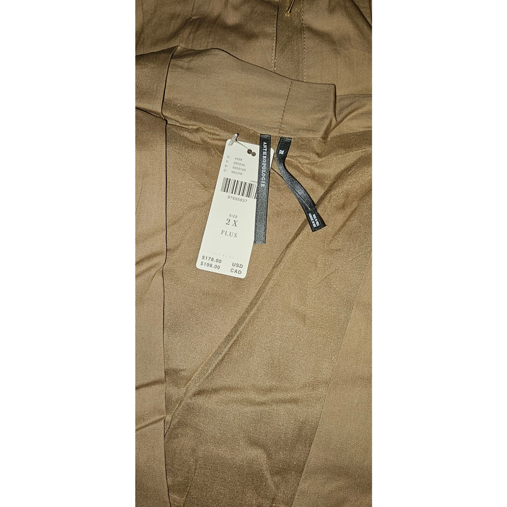 ANTHROPOLOGIE The Tommie Zip-Front Midi Dress PLUS 2X Neutral Anthropologie