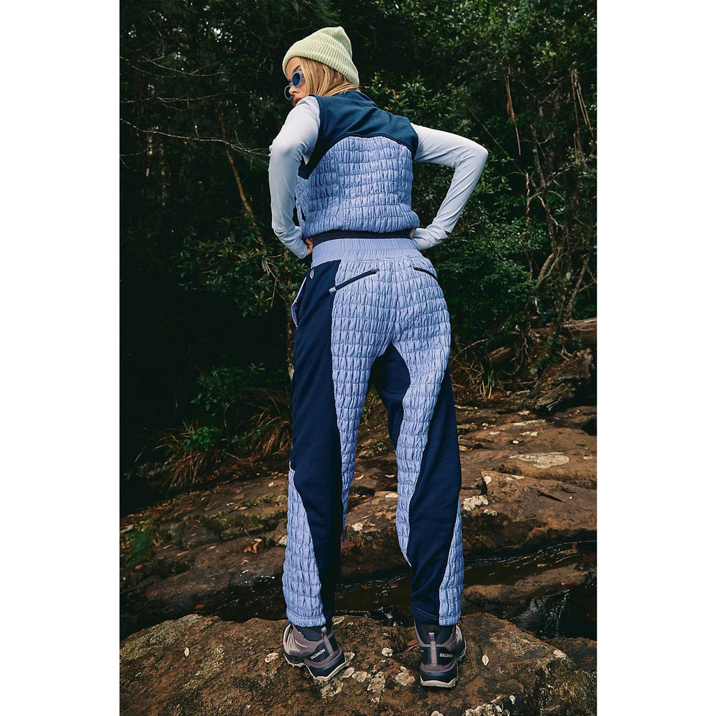 New FREE PEOPLE Quilt To Last Pants $198 X-SMALL Blue Relaxed High-Rise