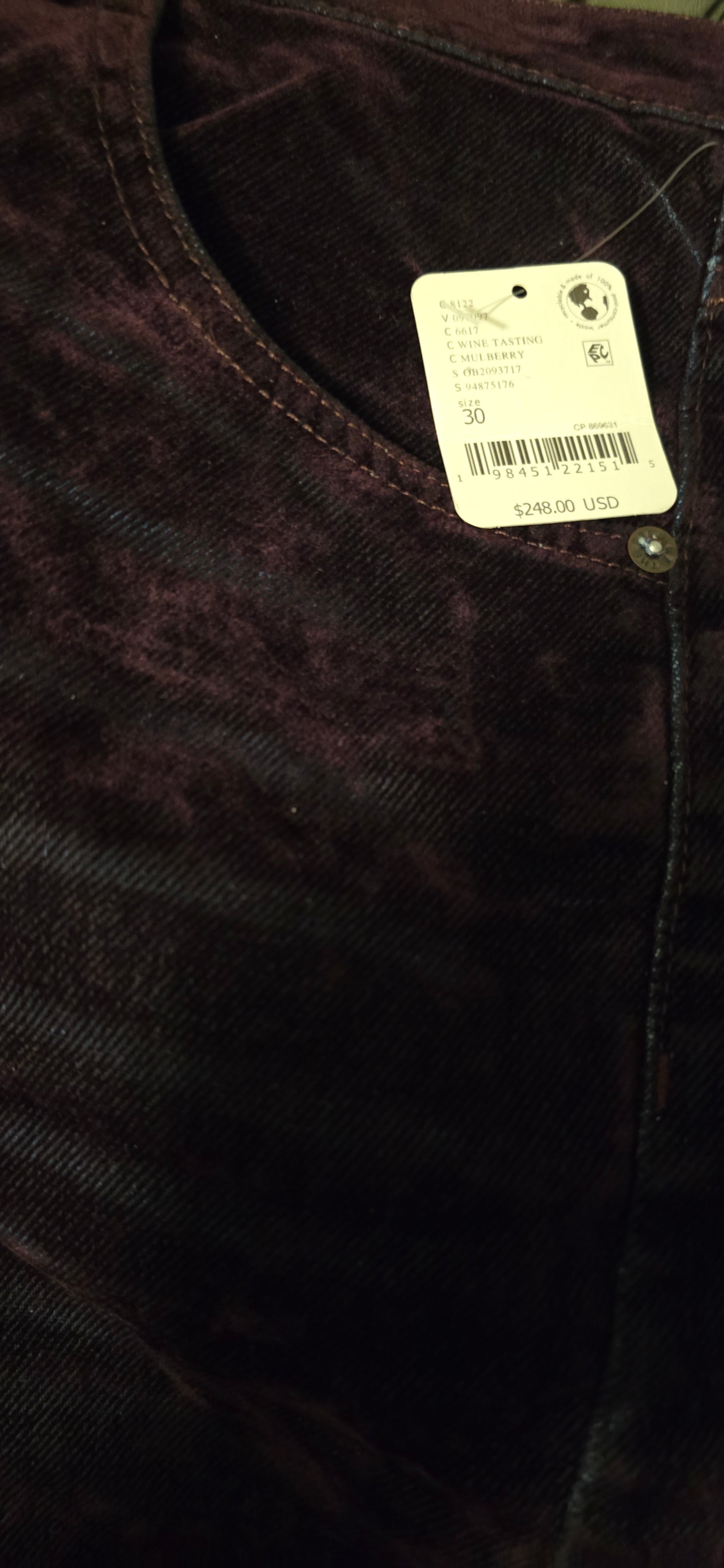 New FREE PEOPLE We The Free First Class Relaxed Flocked Velvet Jeans $248 SZ 30