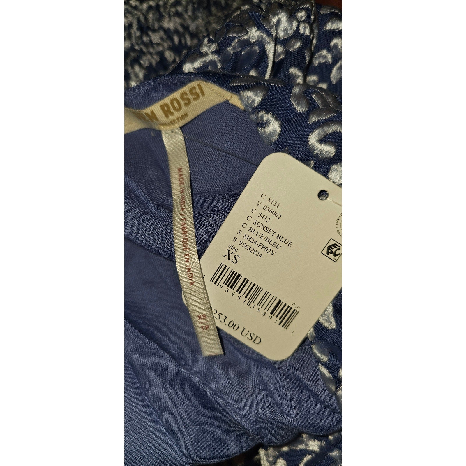 New FREE PEOPLE Lapis Mini Dress by JEN ROSSI $253 X-SMALL Sunset Blue VELVET