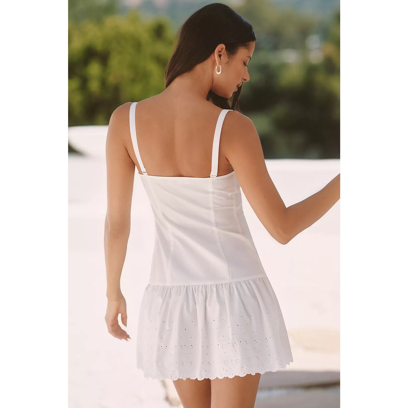 Anthropologie Frankies Bikinis Willa Poplin Mini Dress LARGE White Anthropologie