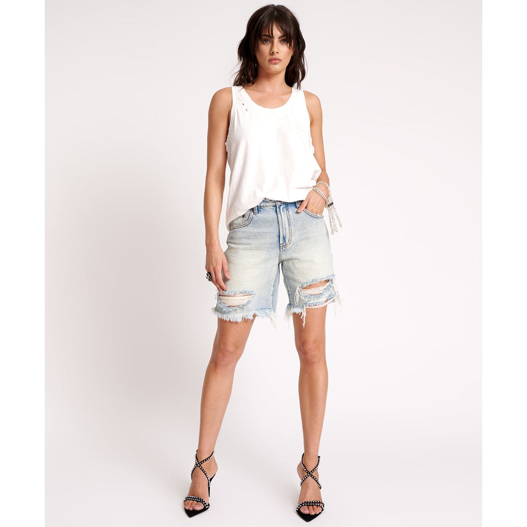 New Free People One Teaspoon Jackson Mid-Waist Shorts $108 SIZE 26 Kansas Blue