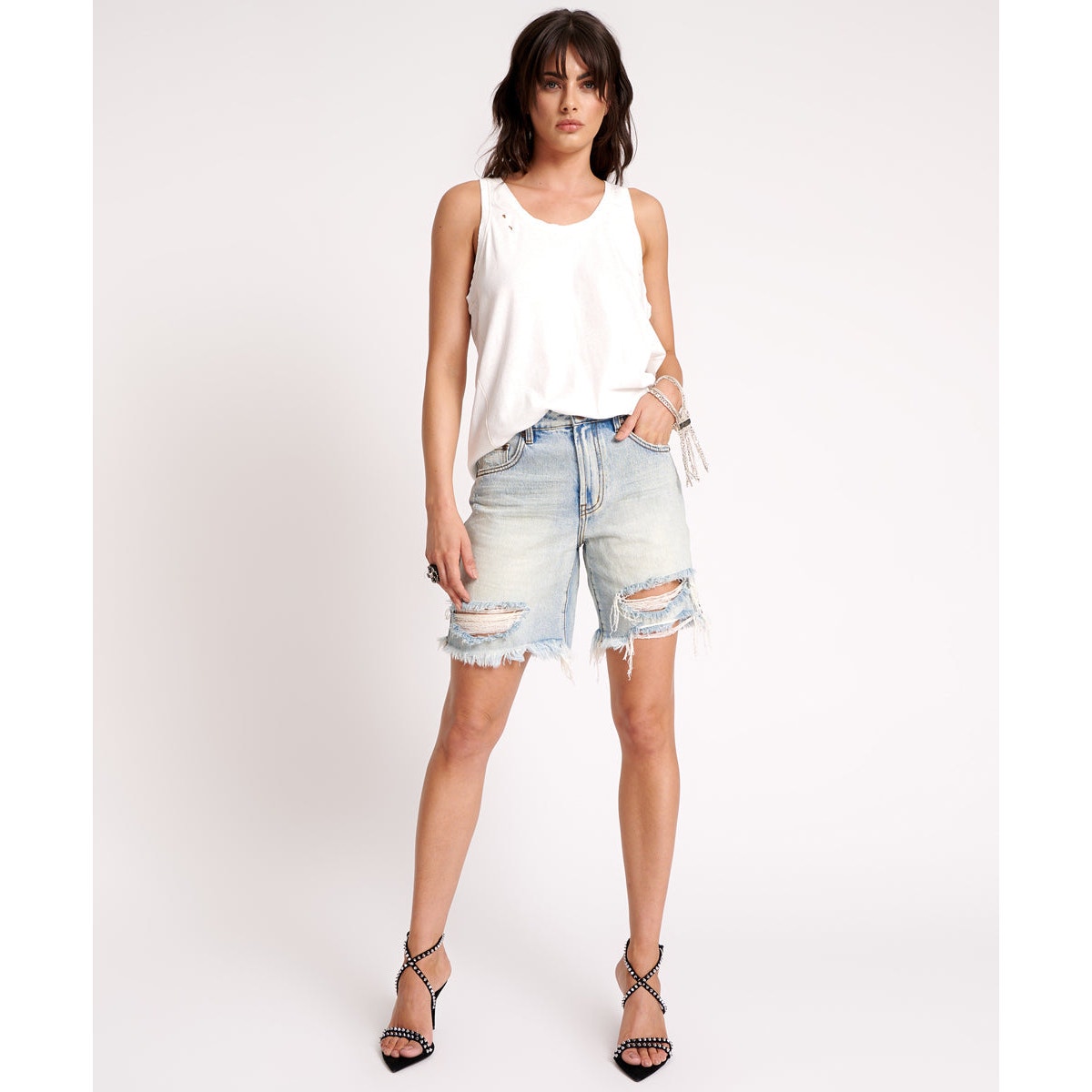 New Free People One Teaspoon Jackson Mid-Waist Shorts $108 SIZE 26 Kansas Blue
