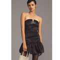 Anthropologie Maeve Strapless Bow Bubble-Hem Mini Dress $148 MEDIUM Black