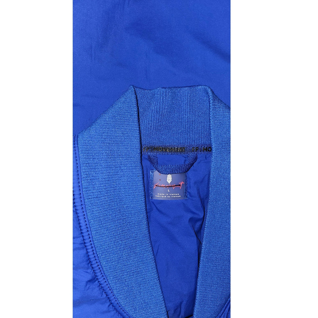 New Free People FP MOVEMENT Midnight Moon Solid Bomber Jacket $168 LARGE Colbalt