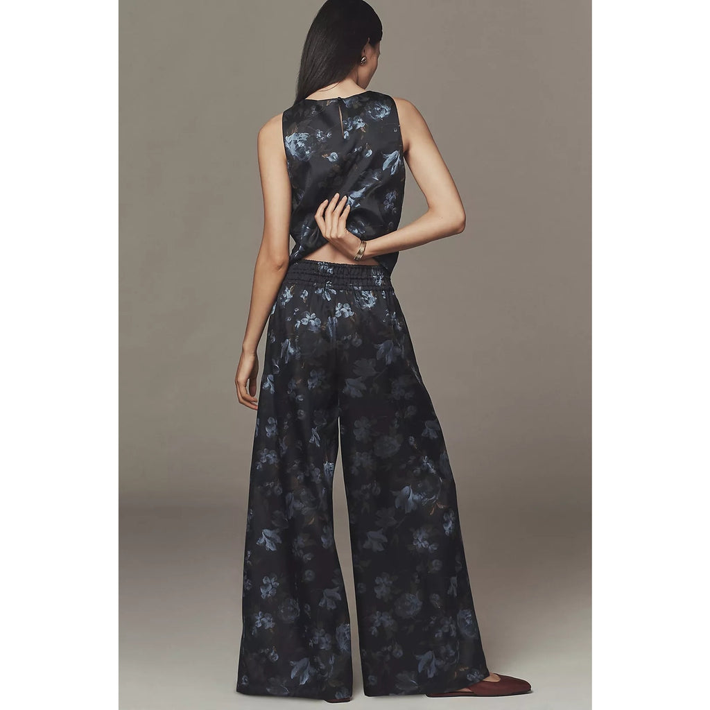 Anthropologie The Somerset Jacquard Full-Length Pull-On Pants XL Blue Anthropologie