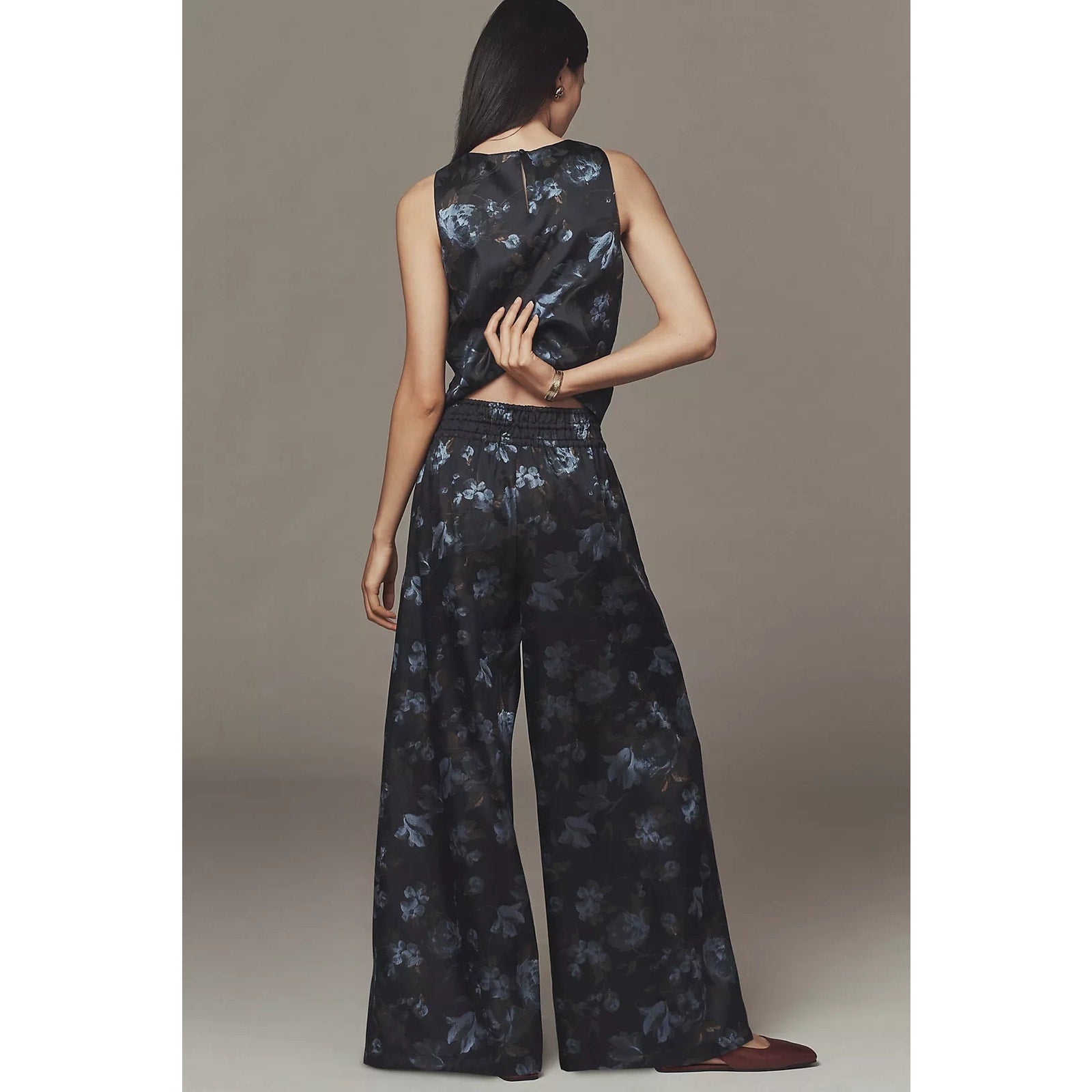 Anthropologie The Somerset Jacquard Full-Length Pull-On Pants XL Blue Anthropologie