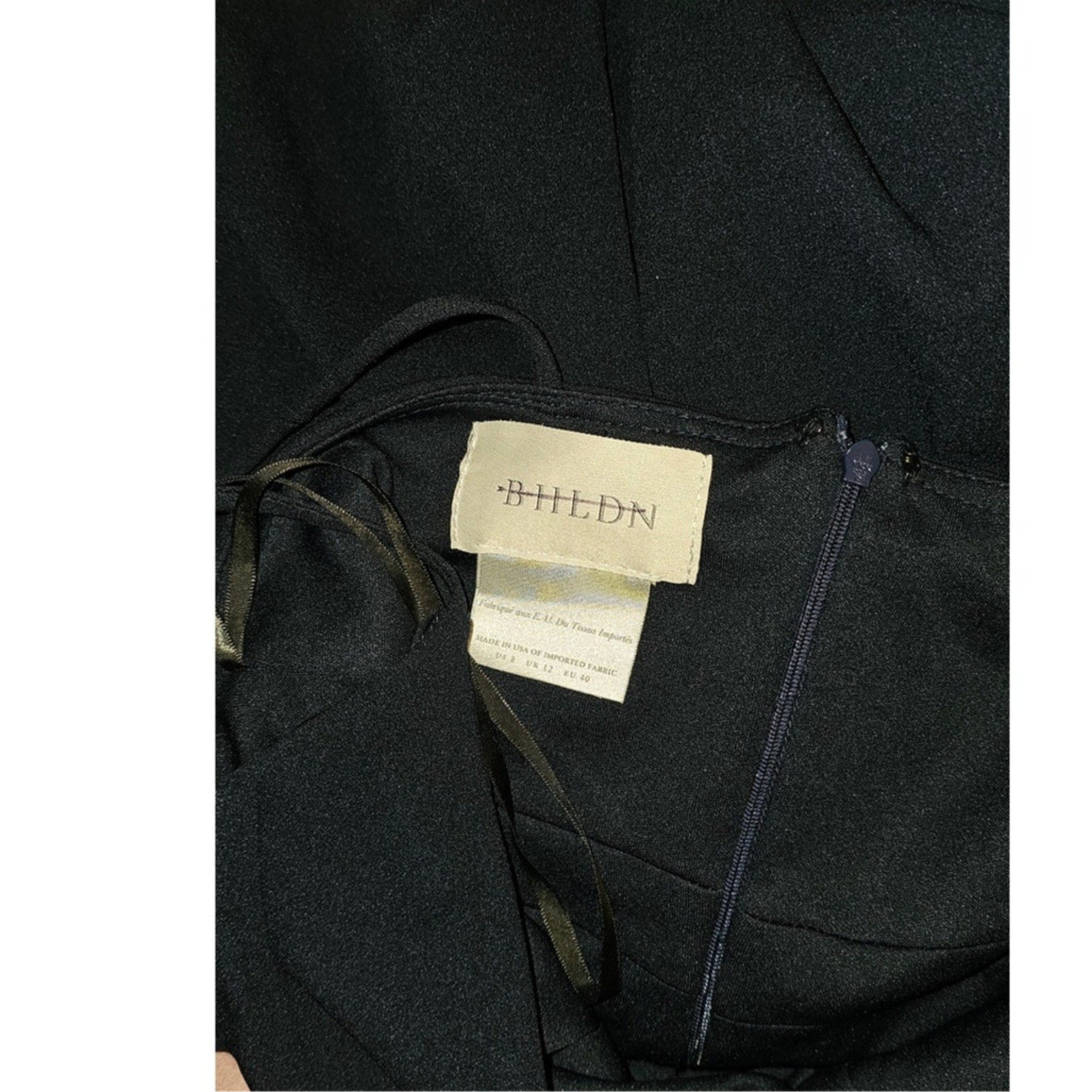 New Anthropologie BHLDN Lyra V-Neck Faux-Wrap Stretch Crepe Midi $198 Sz 10 Navy