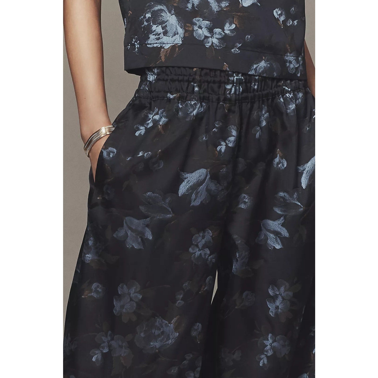 Anthropologie The Somerset Jacquard Full-Length Pull-On Pants XL Blue Anthropologie