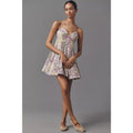 Anthropologie Maeve Lace-Trim Sweetheart Mini Dress XL Yellow Motif Anthropologie