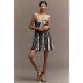 Anthropologie Maeve Strapless Bow-Front Swing Mini Dress MEDIUM B&W Anthropologie