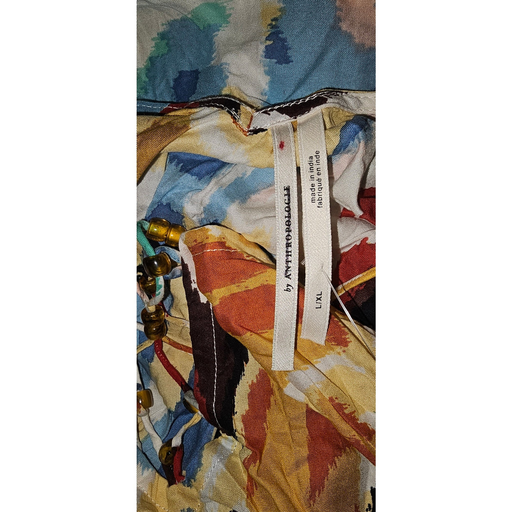 Anthropologie Printed Coverup L/XL Multicolor BEADED LACE-UP Anthropologie