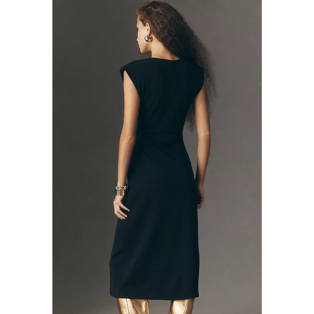 Anthropologie Sleeveless Knit Hardware A-Line Midi Dress SMALL Black Anthropologie