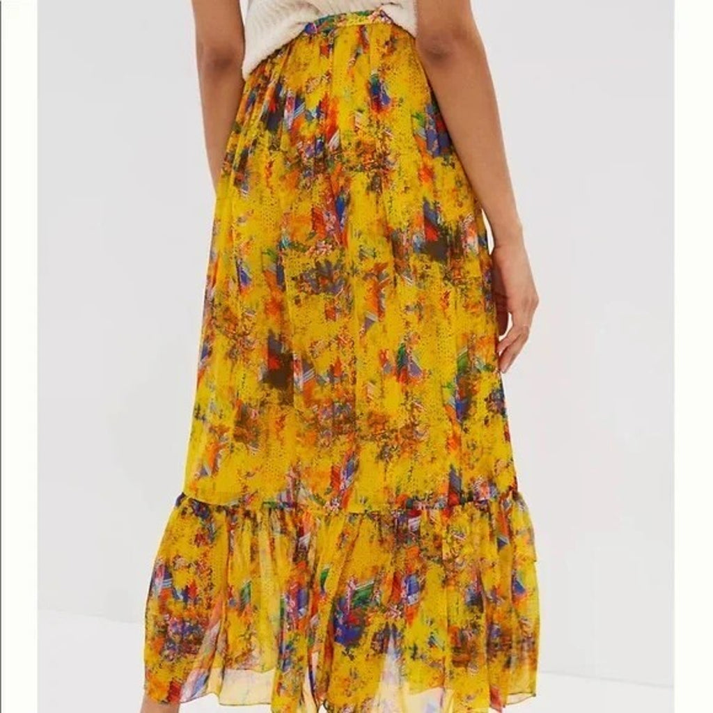 NEW Anthropologie by Payal Jain Meredith Organza Maxi Skirt Sz Small Abstract