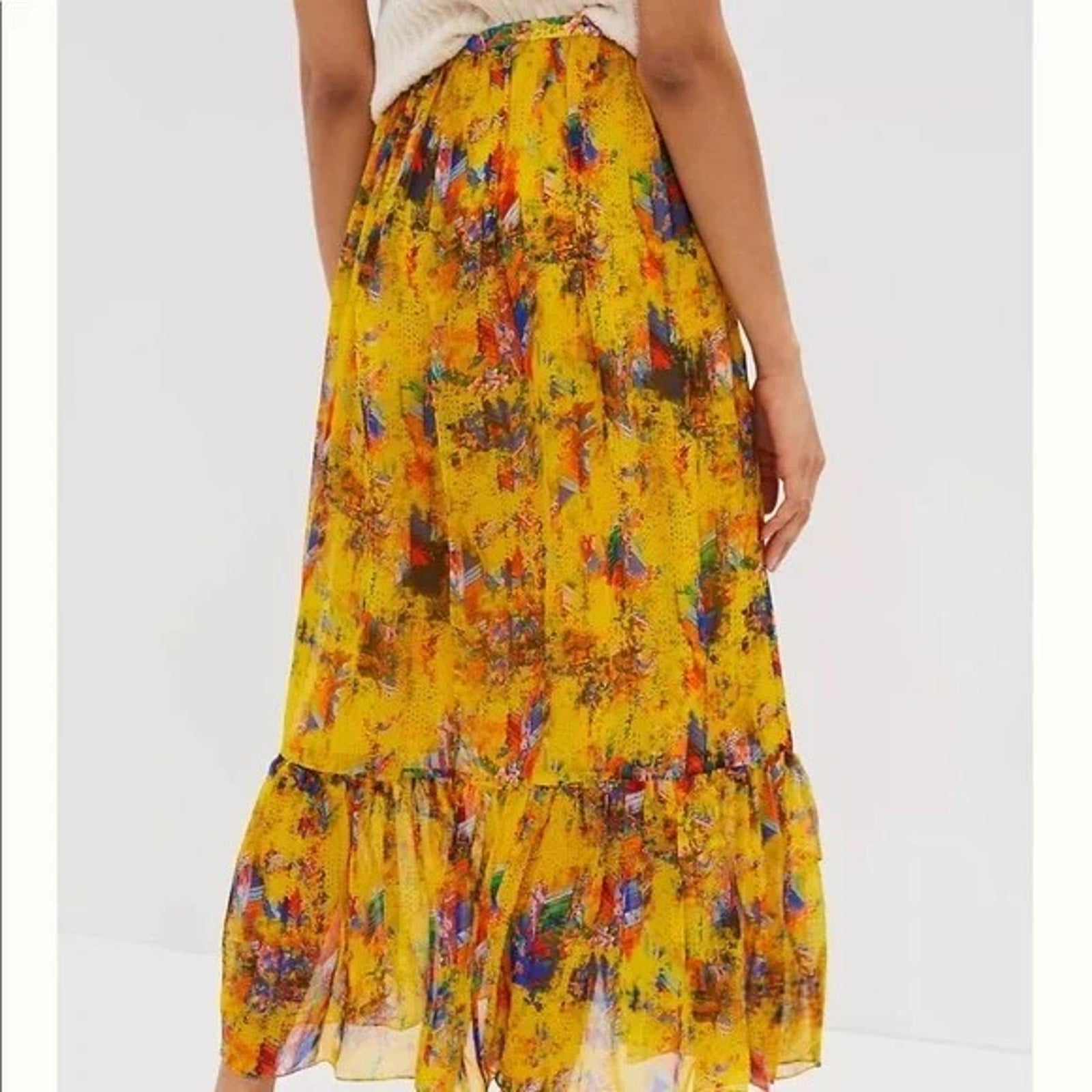 NEW Anthropologie by Payal Jain Meredith Organza Maxi Skirt Sz Small Abstract