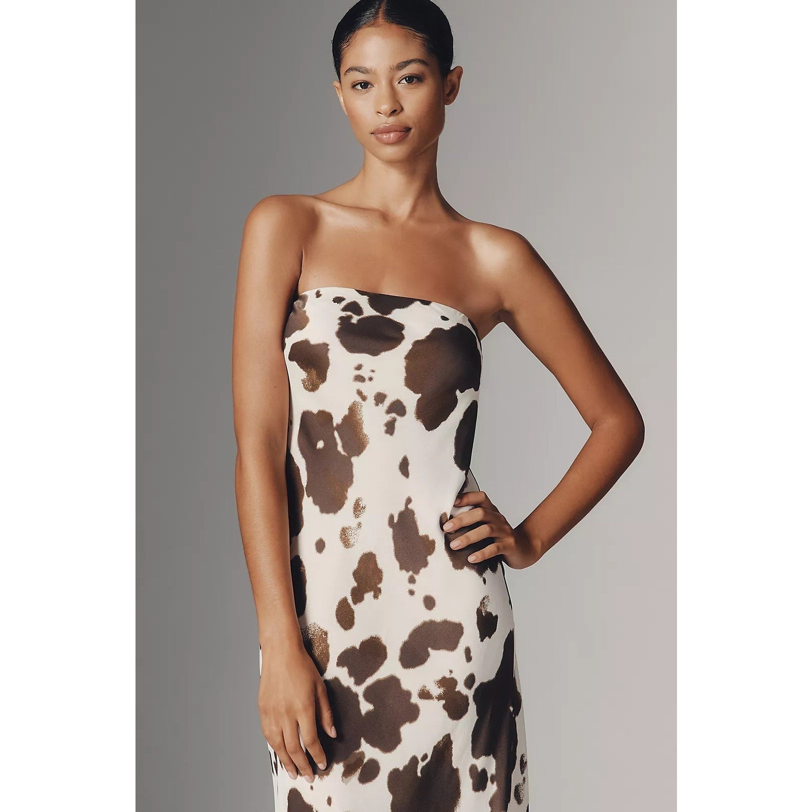 Anthropologie The Tilda Midi Slip Dress LARGE Brown Motif Anthropologie