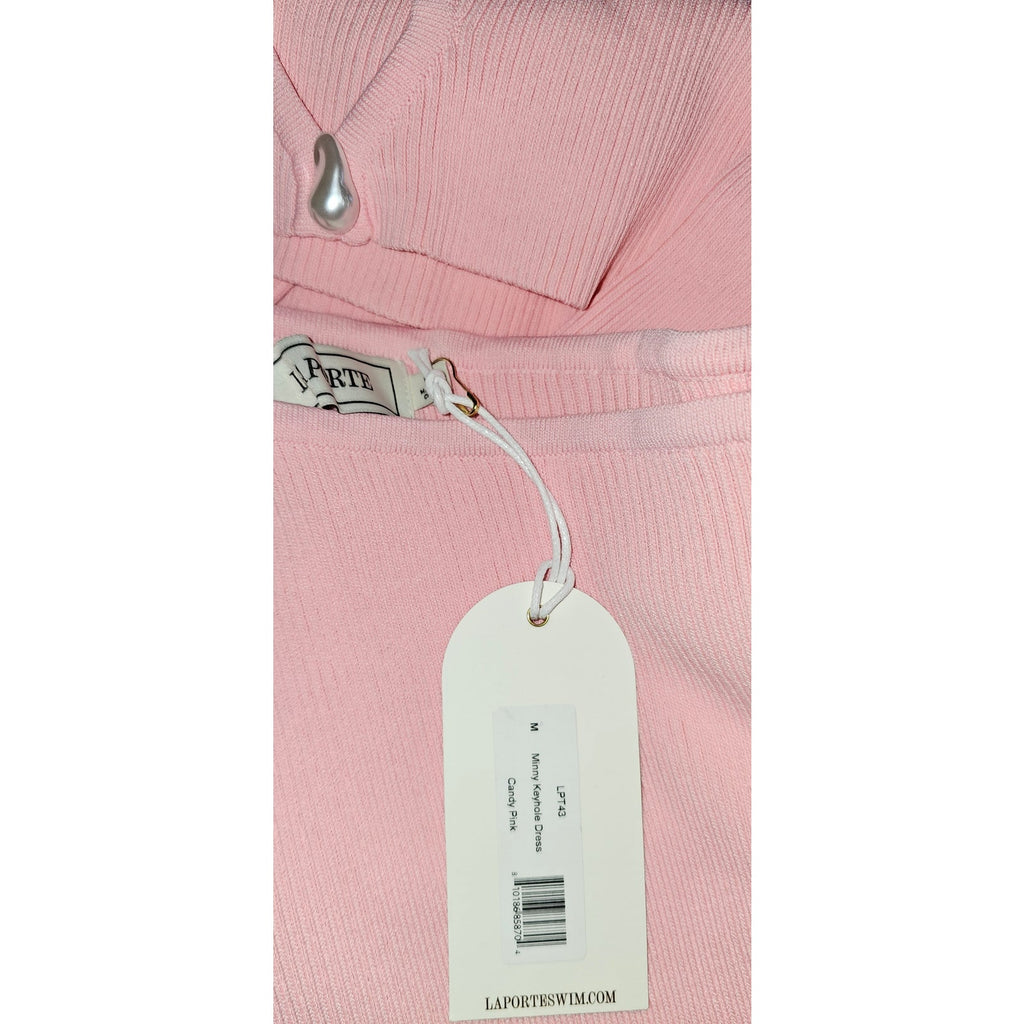 Anthropologie La Porte Minny Keyhole Dress MEDIUM Pink Ribbed Knit Anthropologie