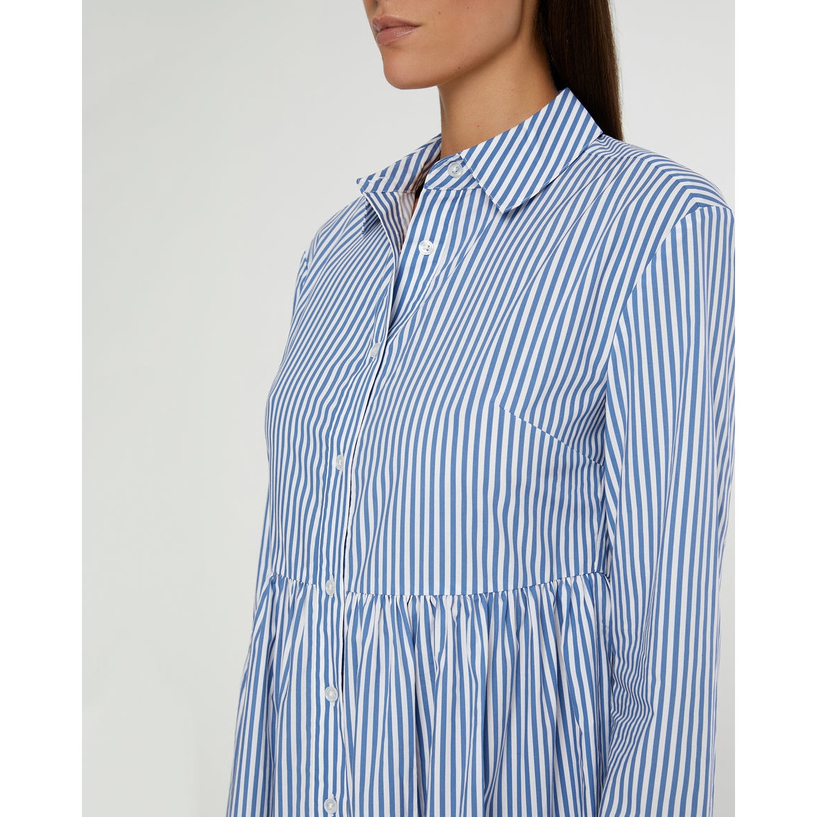 New ONIA Beach Stripe Poplin Maxi Shirtdress $285 LARGE Blue/White BUTTON-FRONT