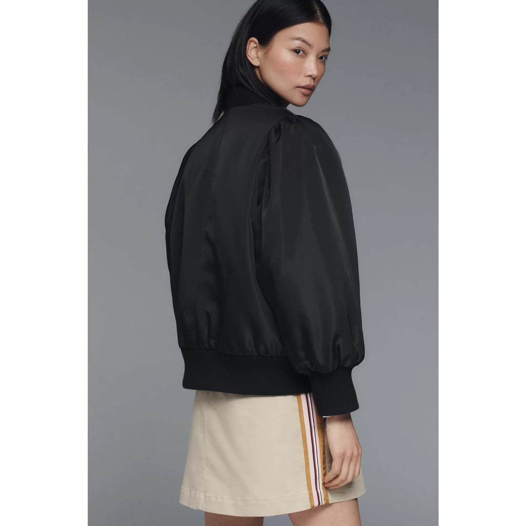 New Anthropologie x Avec Les Filles Oversized Bomber Jacket $178 Medium Black
