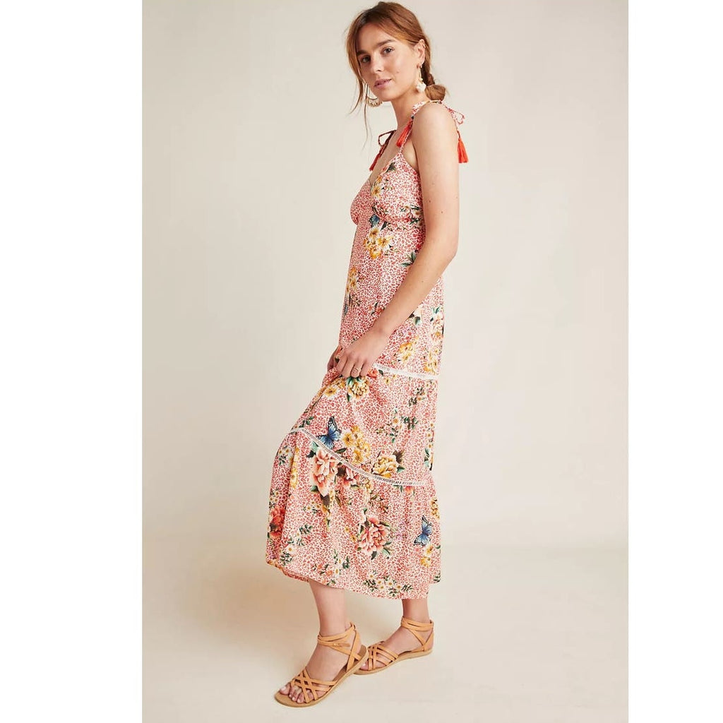 Anthropologie Verbena Floral Midi Dress