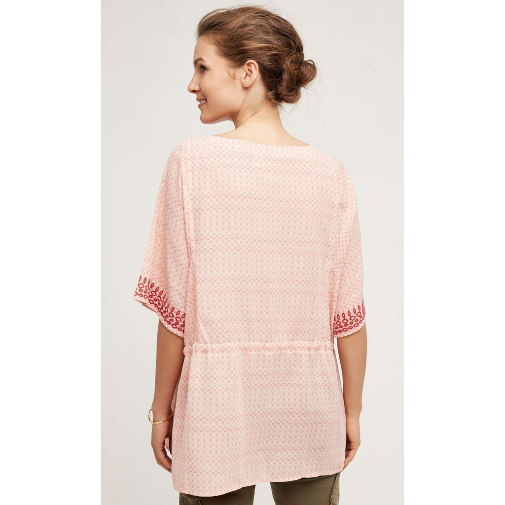 NEW Anthropologie $128 One September Women's Pink Euphemia Peasant Top Size XS